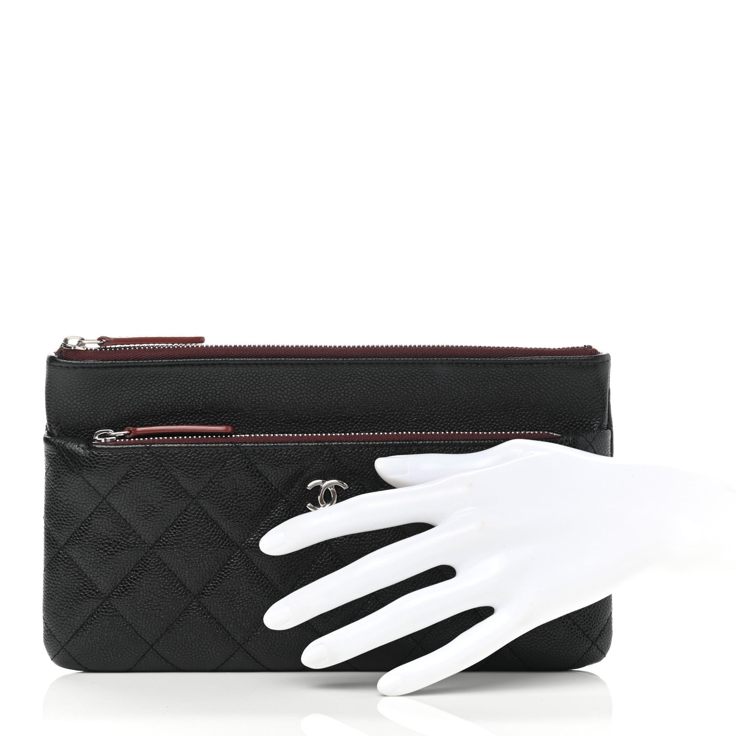 Chanel Caviar Quilted Double Zip Cosmetic Case Black 2 of 9