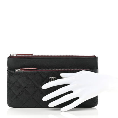 Chanel Caviar Quilted Double Zip Cosmetic Case Black 2 of 9