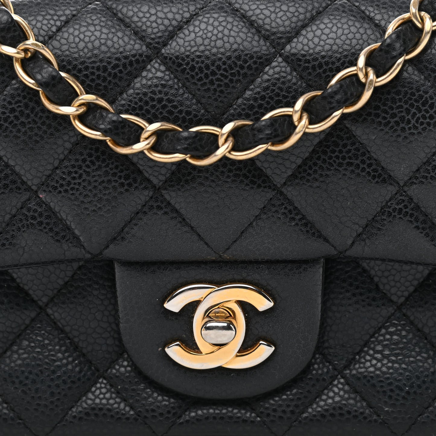 Caviar Quilted Mini Rectangular Flap Black