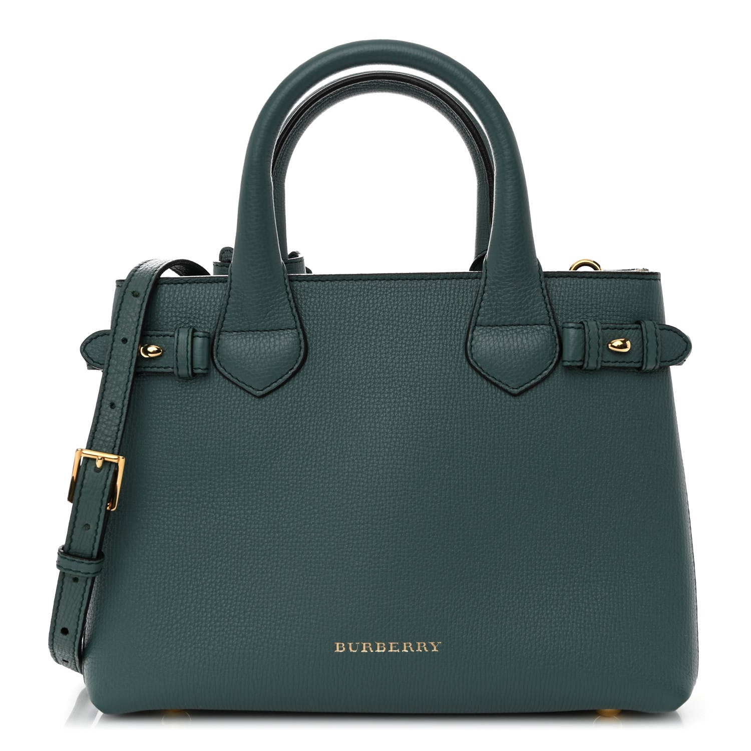 Burberry Grainy Calfskin House Check Small Banner Tote Smokey Green 1 of 10