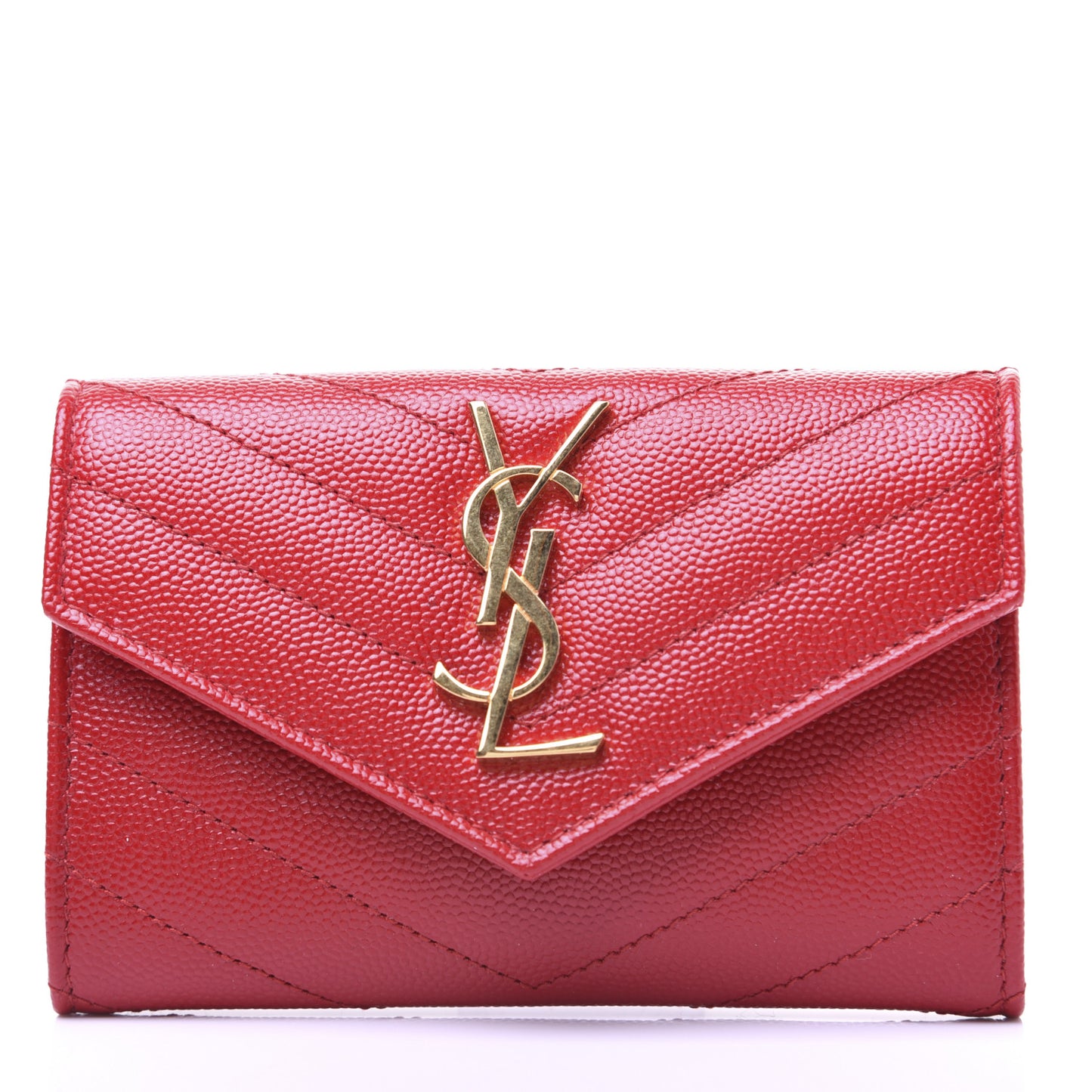 Grain De Poudre Matelasse Chevron Small Monogram Envelope Wallet Bandana Red