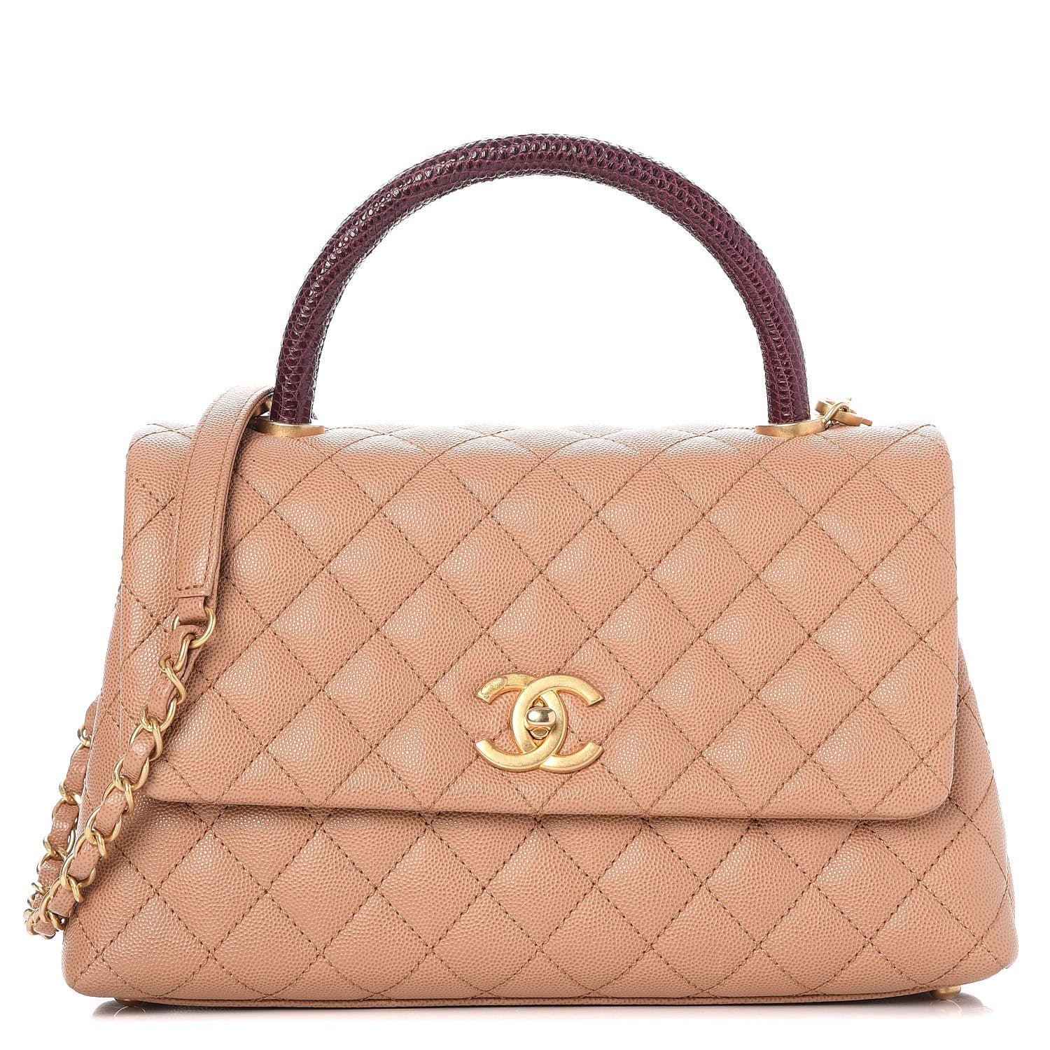 Chanel Caviar Lizard Quilted Small Coco Handle Flap Beige 1 of 9