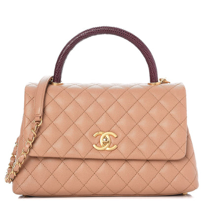 Chanel Caviar Lizard Quilted Small Coco Handle Flap Beige 1 of 9