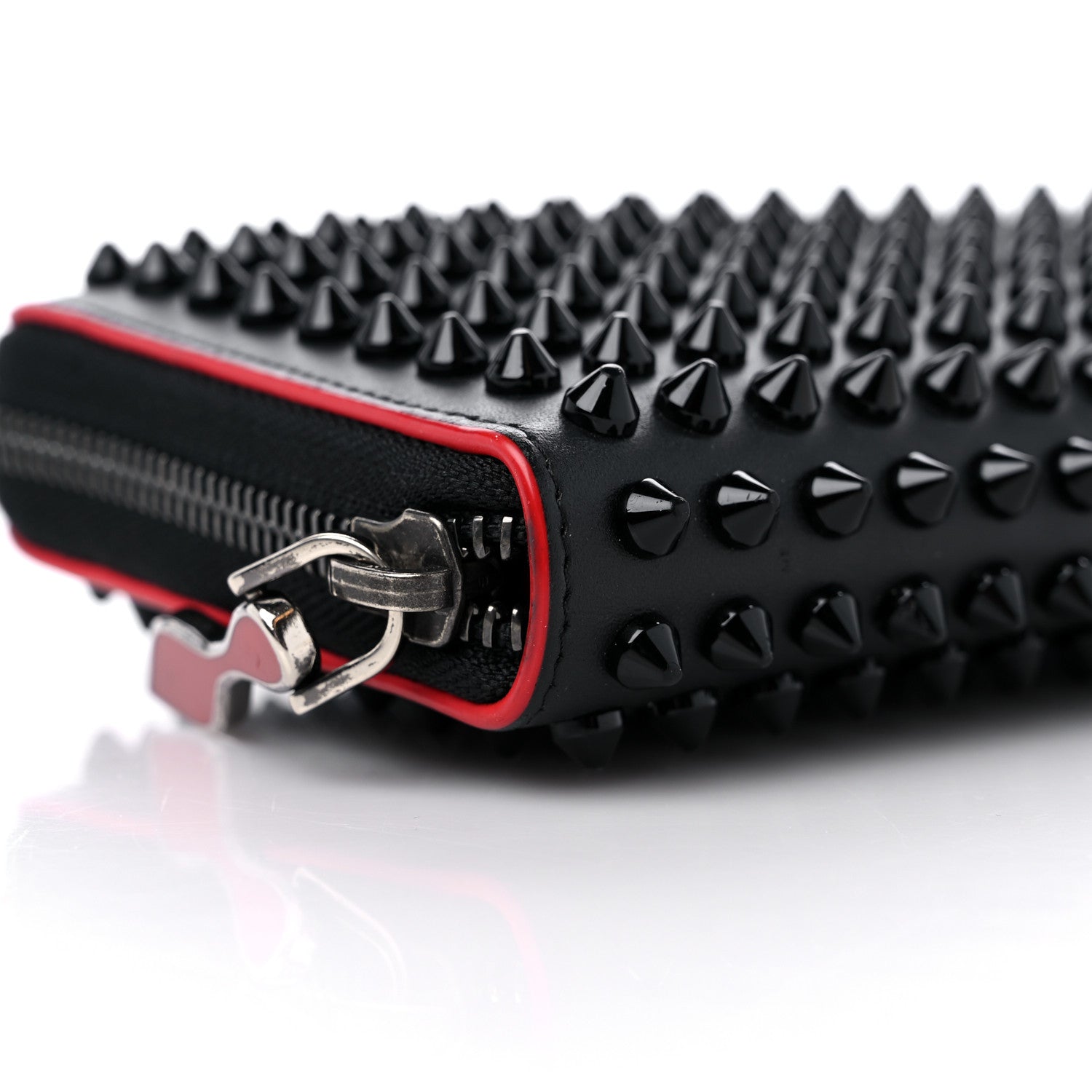 Christian Louboutin Calfskin Panettone Spiked Zip Around Wallet Black 7 of 13