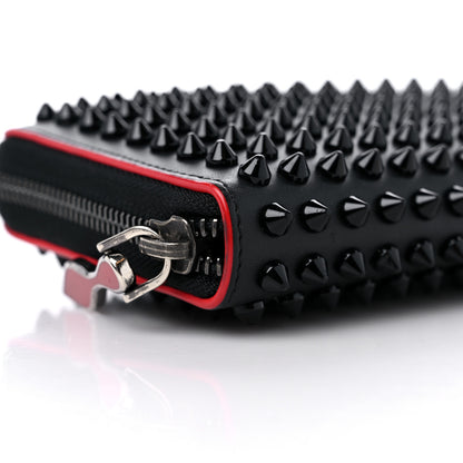 Christian Louboutin Calfskin Panettone Spiked Zip Around Wallet Black 7 of 13