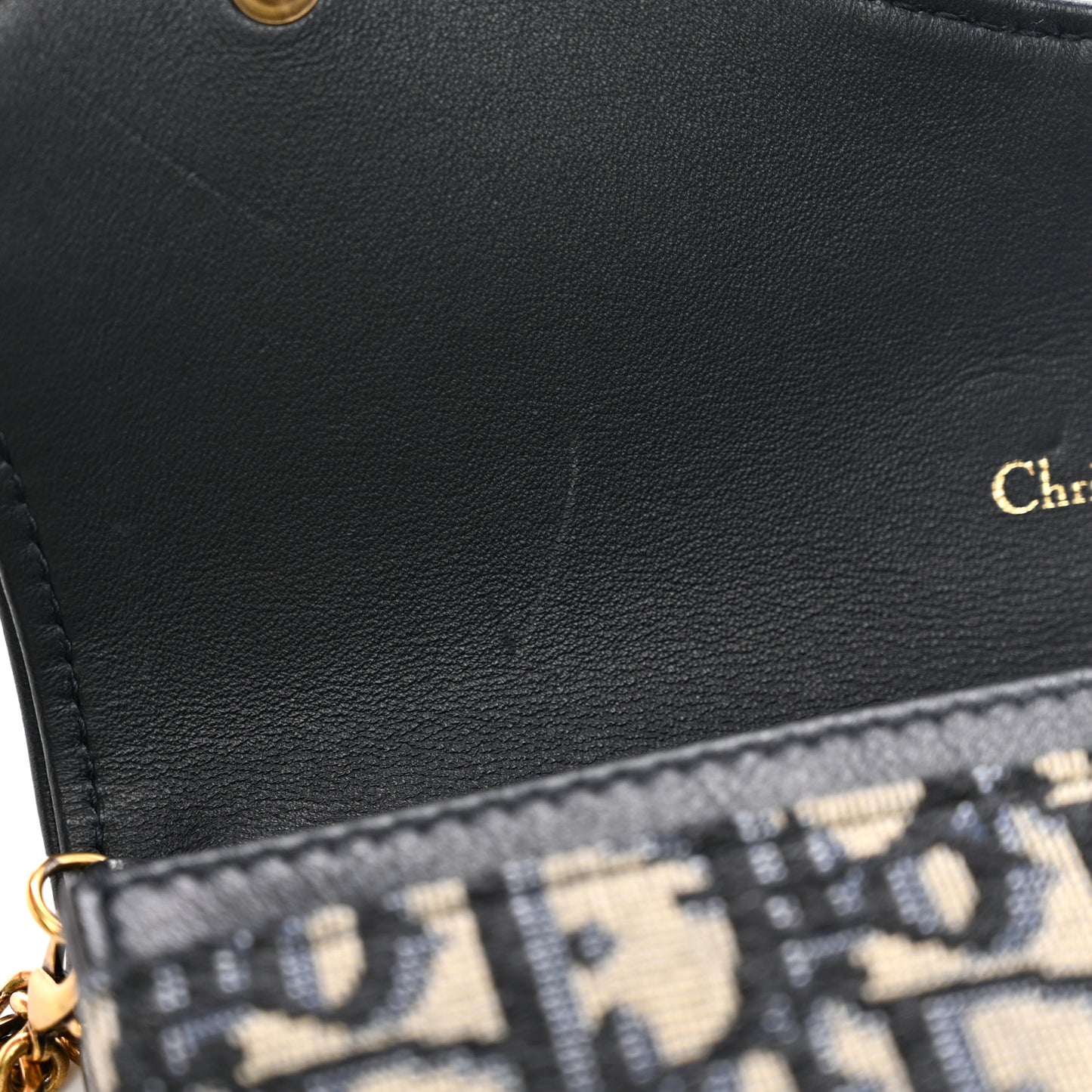 Oblique Saddle Chain Long Wallet Blue
