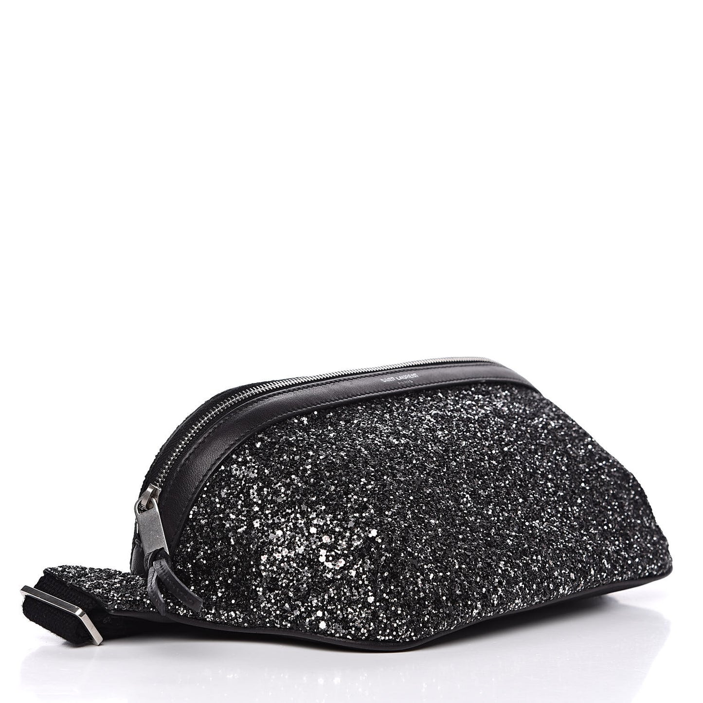 Lambskin Glitter Belt Bag Metallic Black
