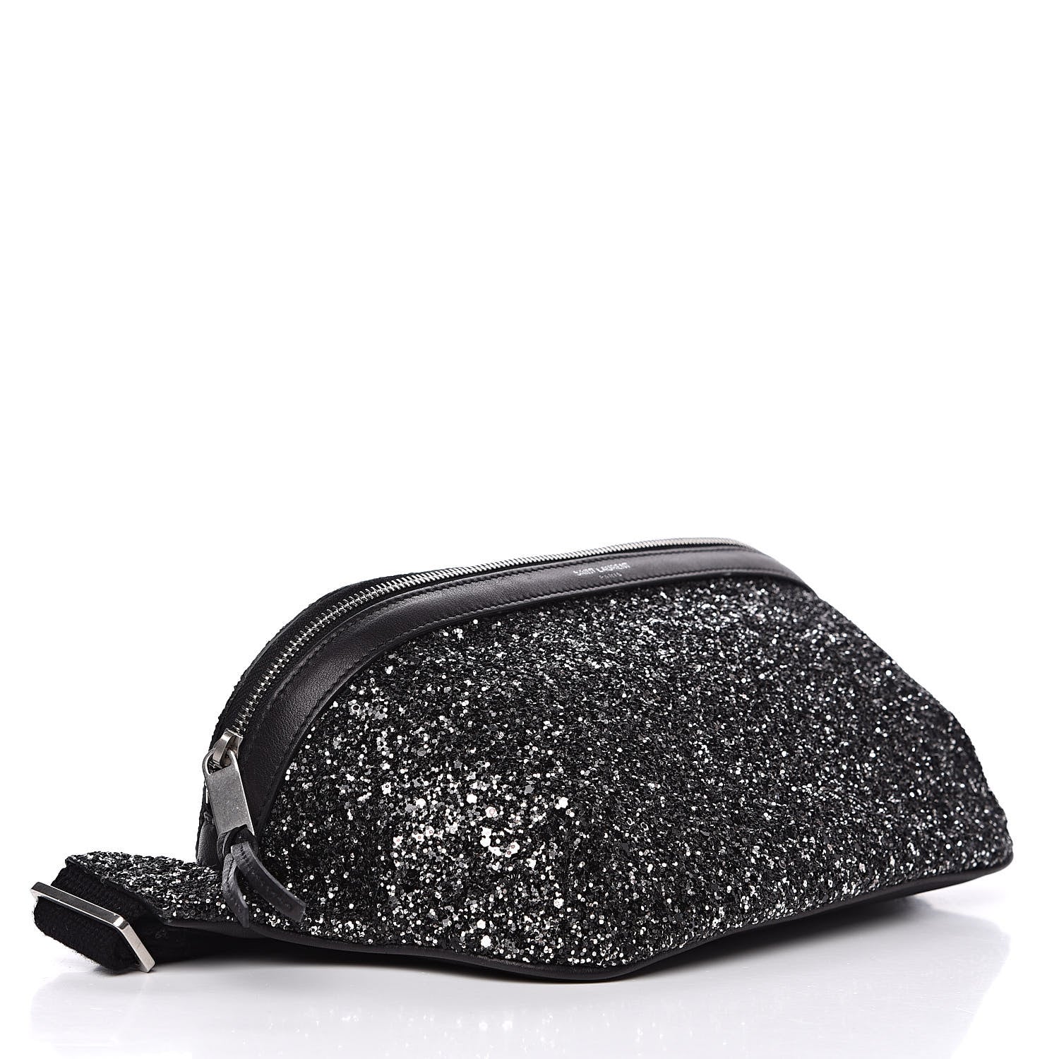 Saint Laurent Lambskin Glitter Belt Bag Metallic Black 4 of 10