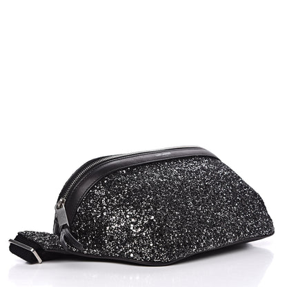 Saint Laurent Lambskin Glitter Belt Bag Metallic Black 4 of 10
