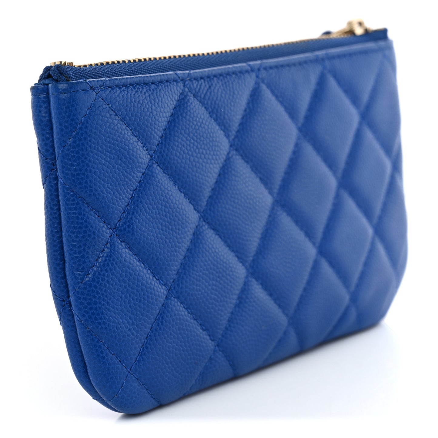 Caviar Quilted Small Cosmetic Case Blue