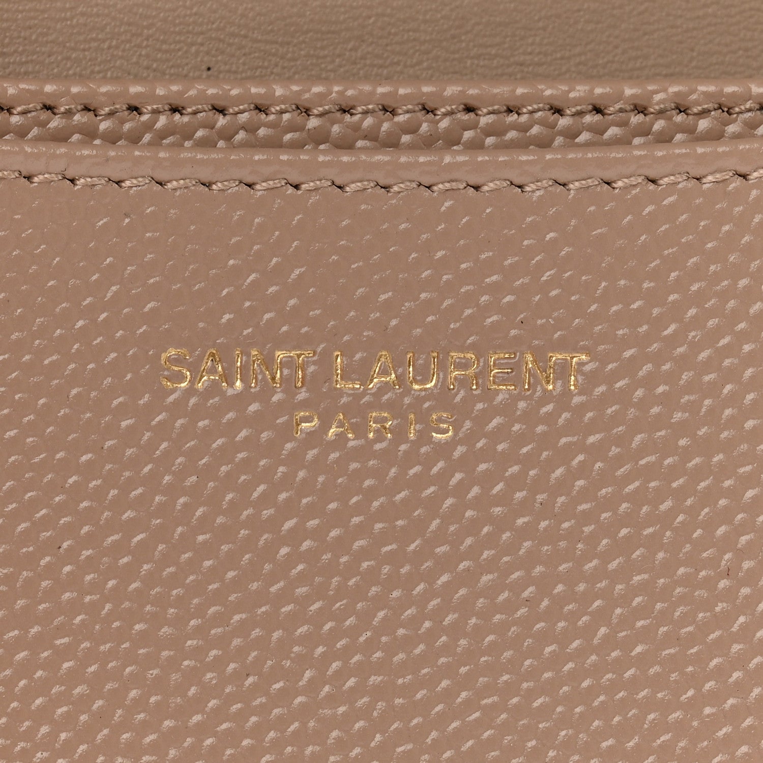 Saint Laurent Grain De Poudre Matelasse Chevron Monogram Flap Card Case Dark Beige 6 of 9