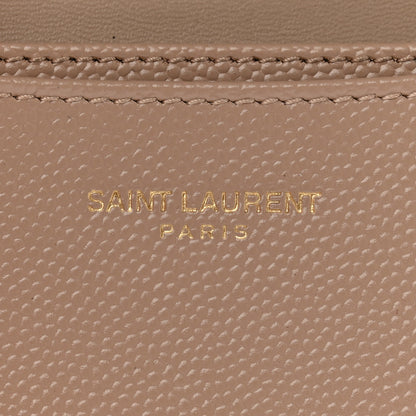 Saint Laurent Grain De Poudre Matelasse Chevron Monogram Flap Card Case Dark Beige 6 of 9