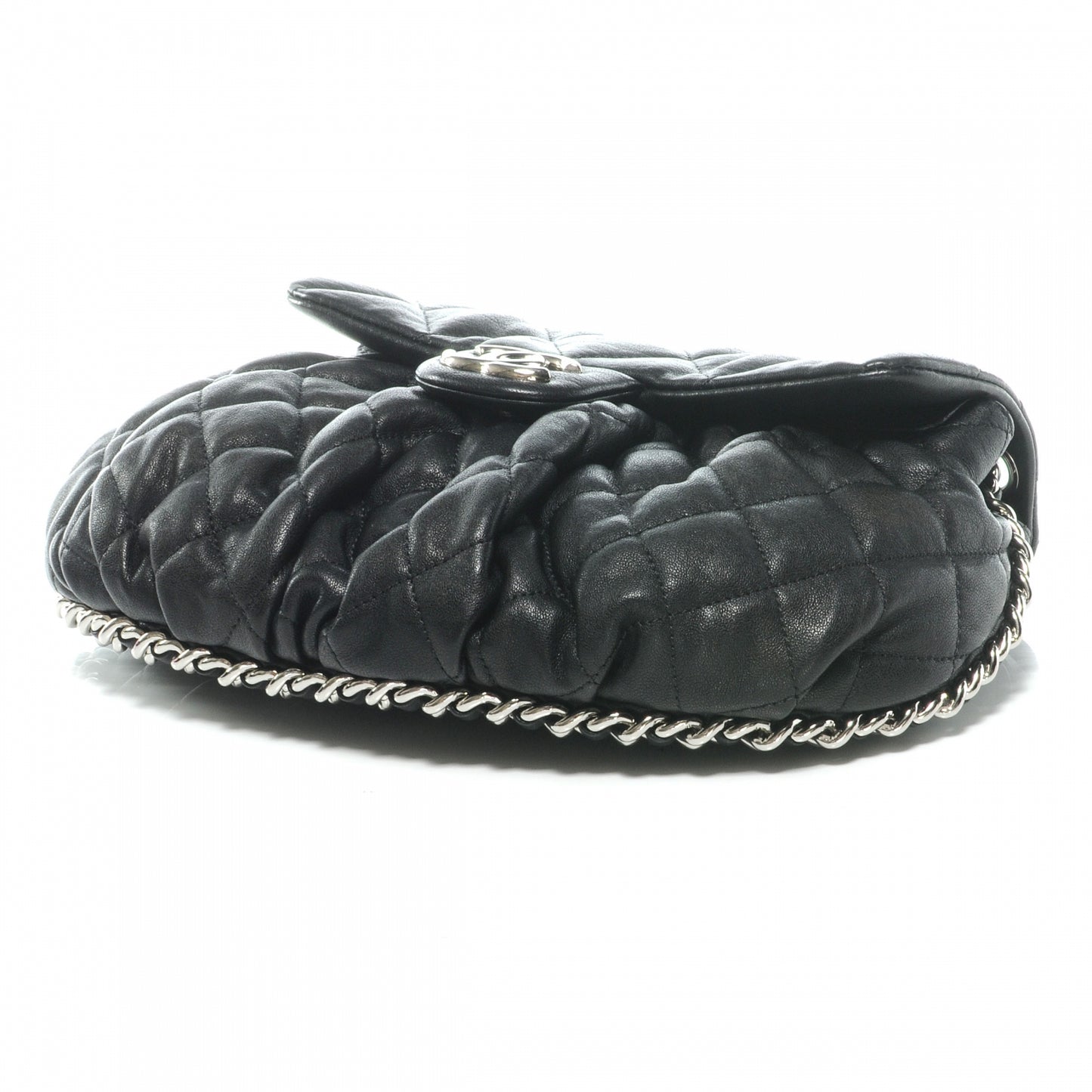 Washed Lambskin Chain Around Medium Messenger Bag Black