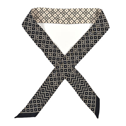 Chanel Silk CC Slim Bandeau Scarf Black White 1 of 3