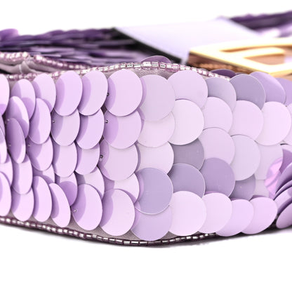 Fendi Satin Sequin Paillettes Shiny Nappa Mini Baguette 1997 Lilla 9 of 18