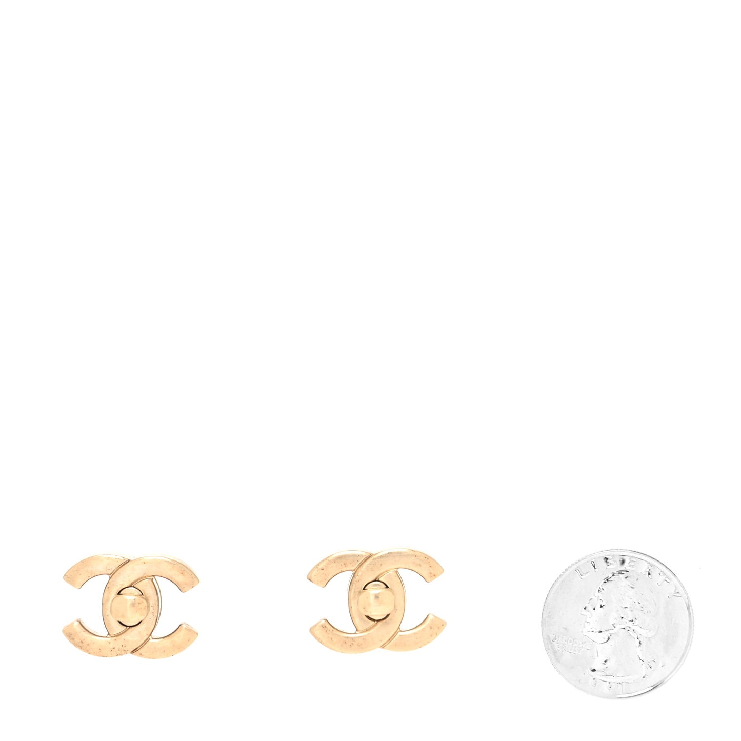 Metal CC Turnlock Interchangeable Earrings Gold