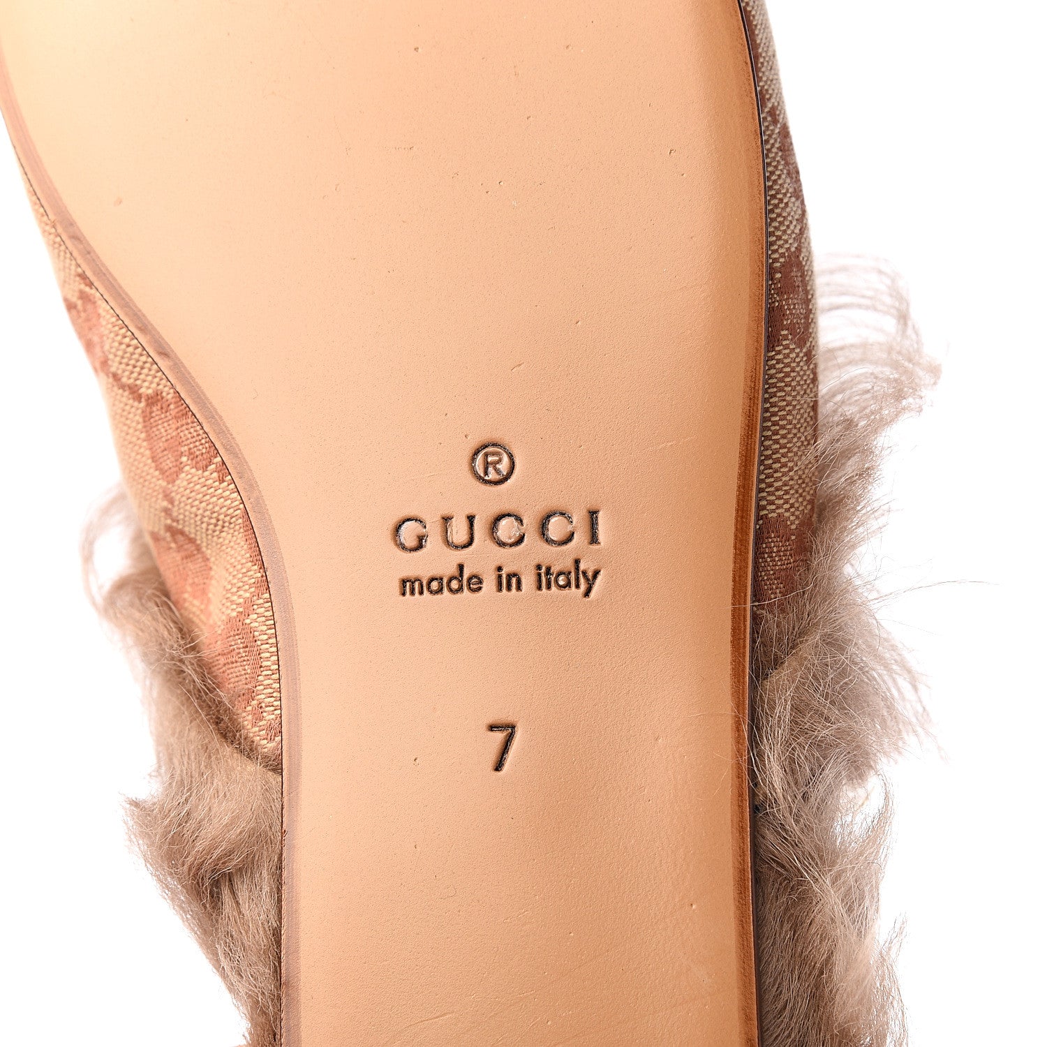 Gucci GG Monogram Fur Mens Princetown Slippers 7 Beige Ruggine Rust 9 of 10