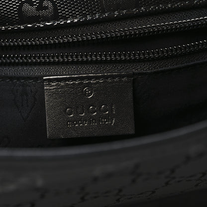 Gucci Imprime Monogram Medium Double Buckle Flap Messenger Bag Black 6 of 10