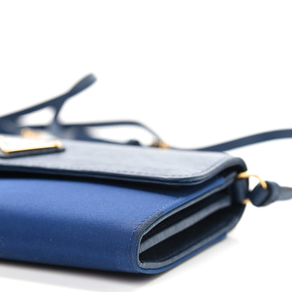 Prada Saffiano Canapa Chain Wallet Cobalto 6 of 9