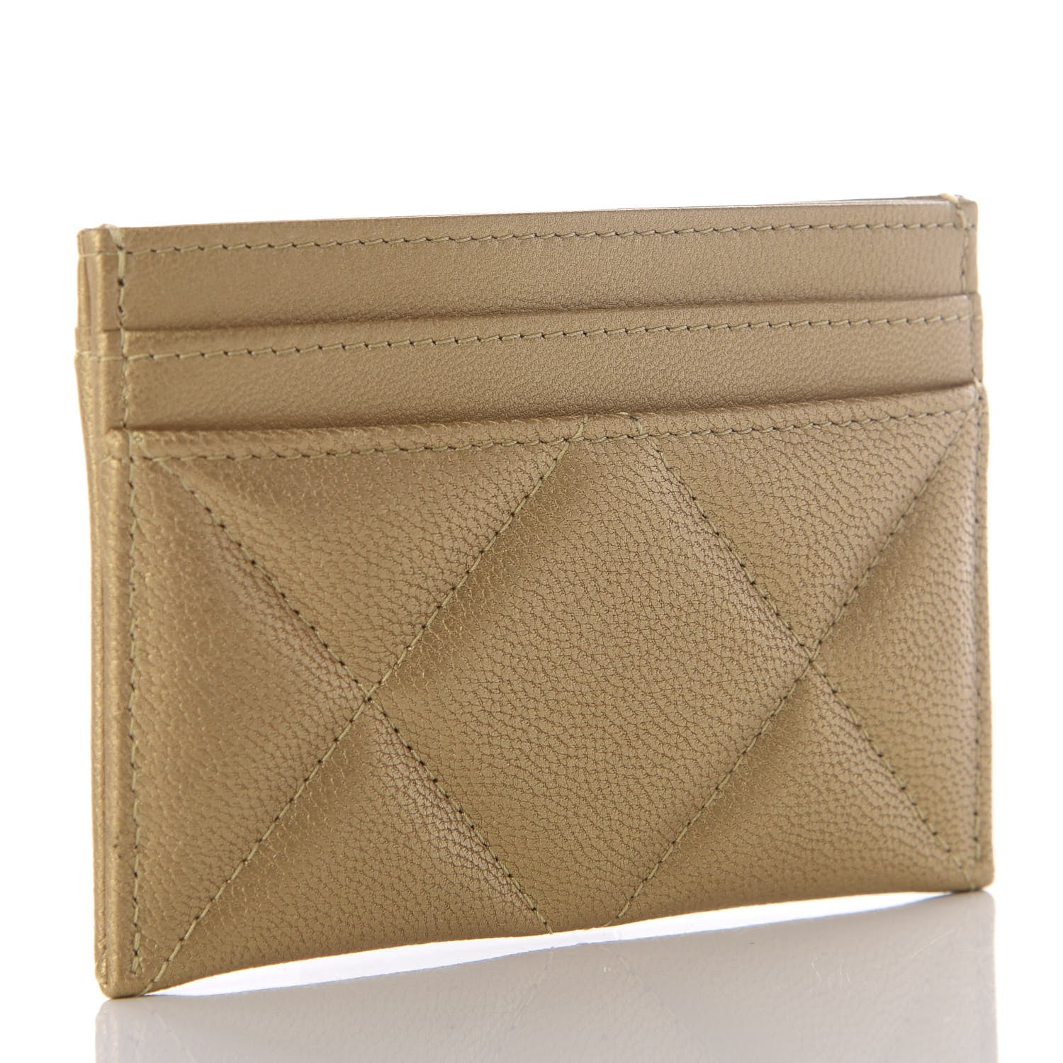 Chanel Metallic Goatskin Quilted Chanel 19 Card Holder Gold 2 of 7