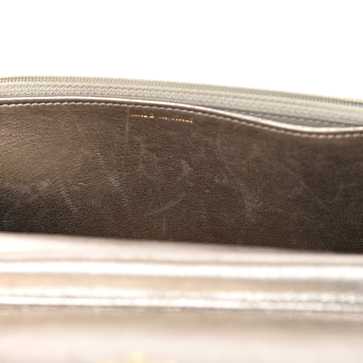 Metallic Calfskin Quilted Boy Wallet On Chain WOC Gold