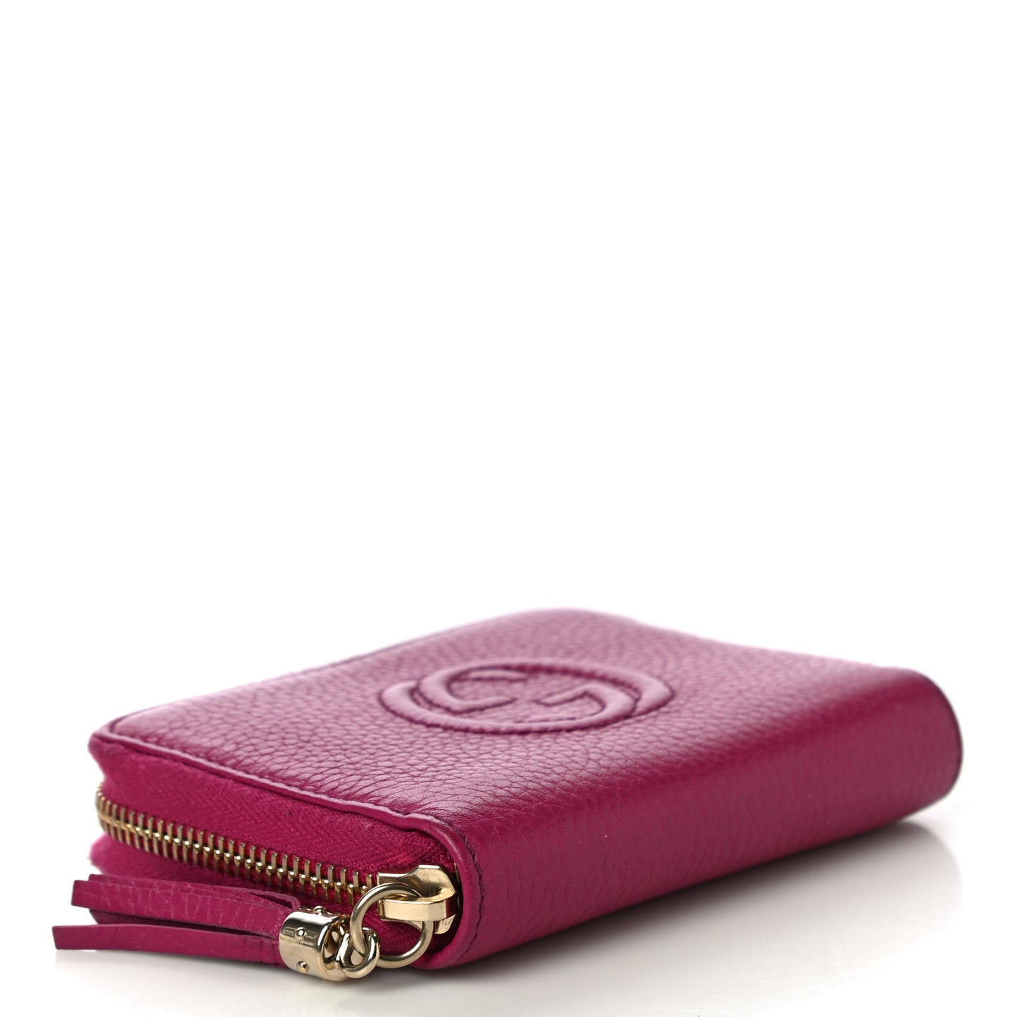 Pebbled Calfskin Soho Compact Disco Zip Around Wallet Bright Bougainvillea