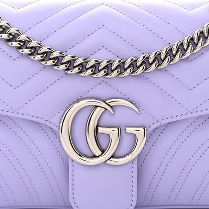 Gucci Calfskin Matelasse Small GG Marmont Shoulder Bag Lapis 8 of 10