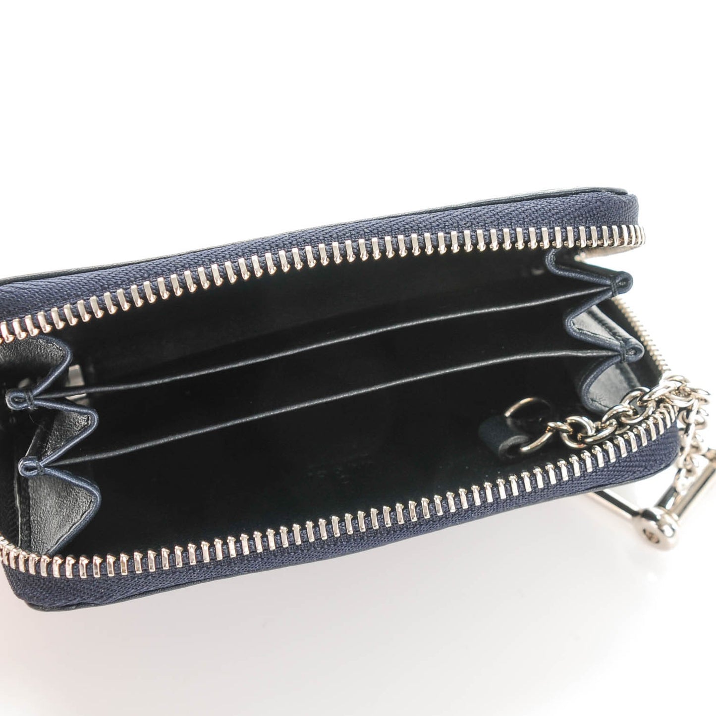 Microguccissima Zip Around Key Ring Coin Case Blue