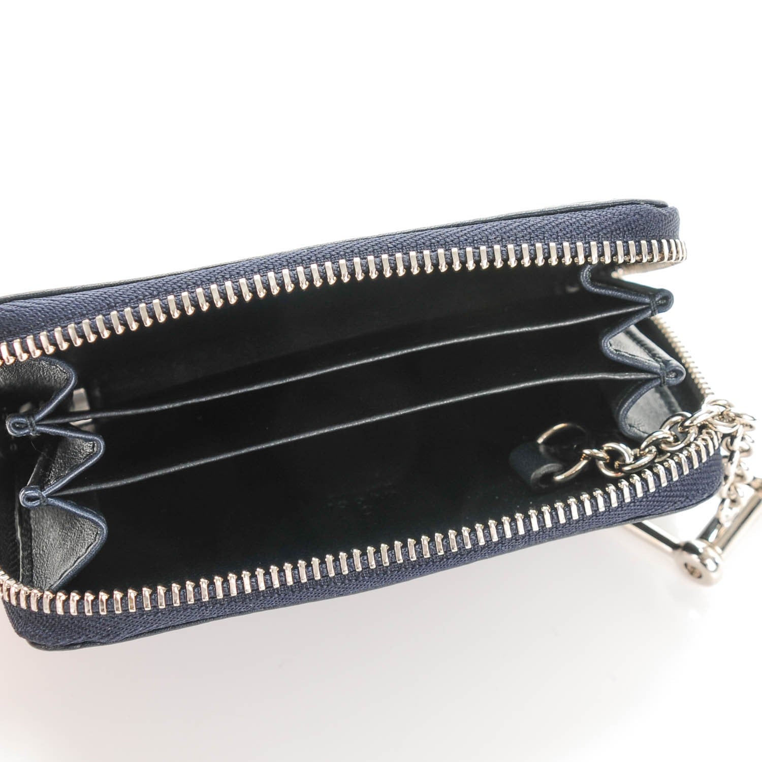 Gucci Microguccissima Zip Around Key Ring Coin Case Blue 5 of 7