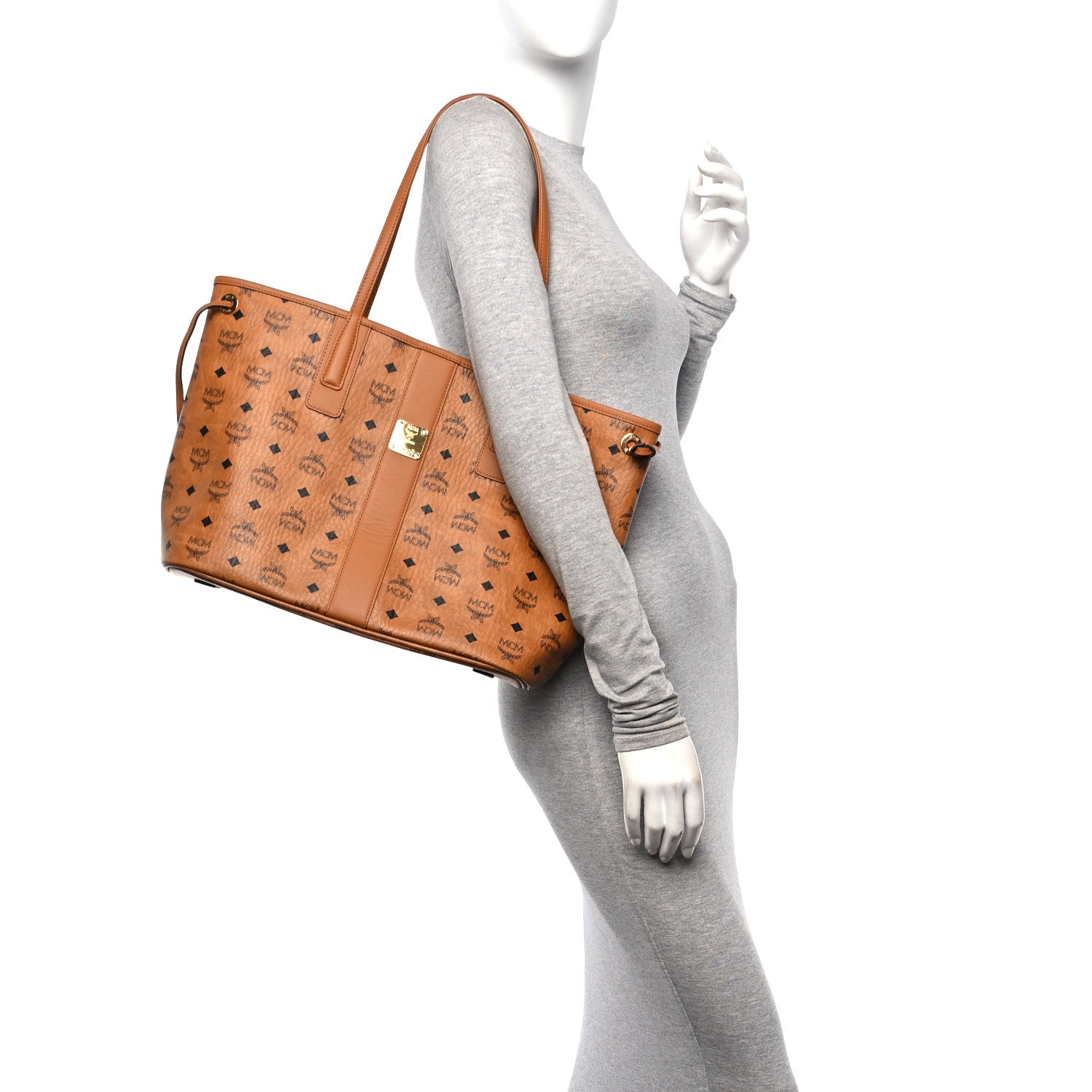 MCM Visetos Medium Liz Reversible Shopper Tote Cognac 2 of 20