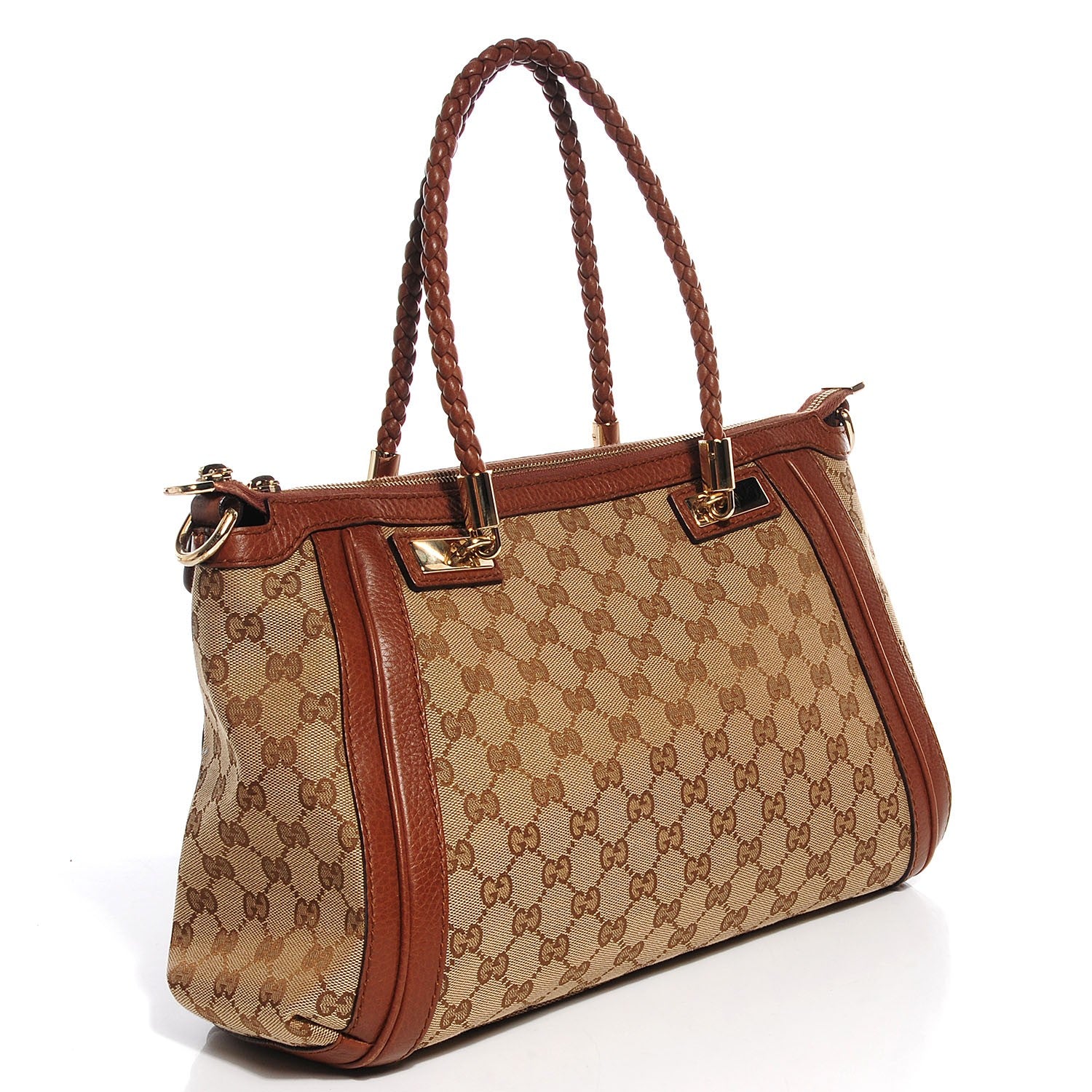 Gucci Monogram Cellarius Calfskin Small Bella Top Handle Bag Beige Ebony Cuir 3 of 9
