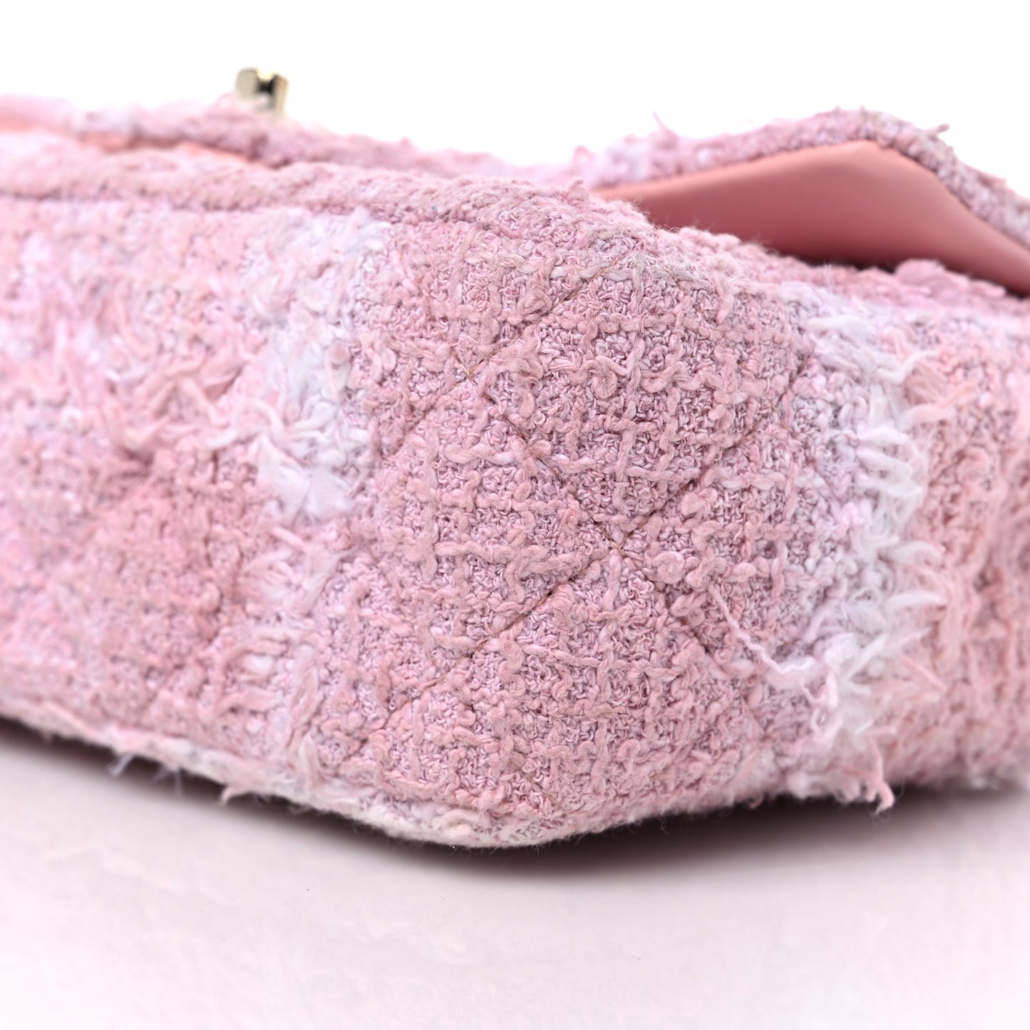 Tweed Quilted Mini Rectangular Flap Light Pink White