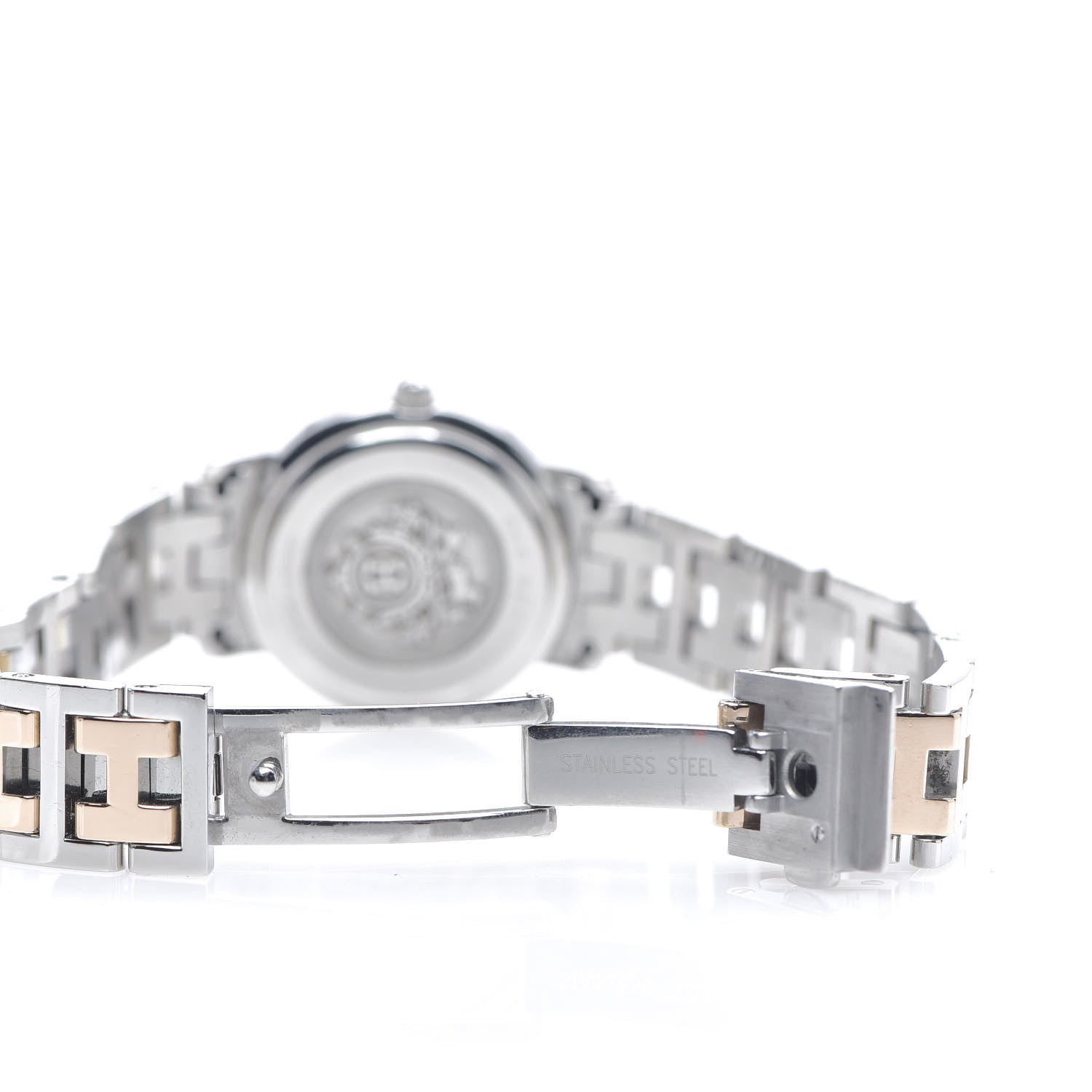 Hermes Stainless Steel Mother of Pearl 24mm Clipper Quartz Watch Rose Gold 5 of 5