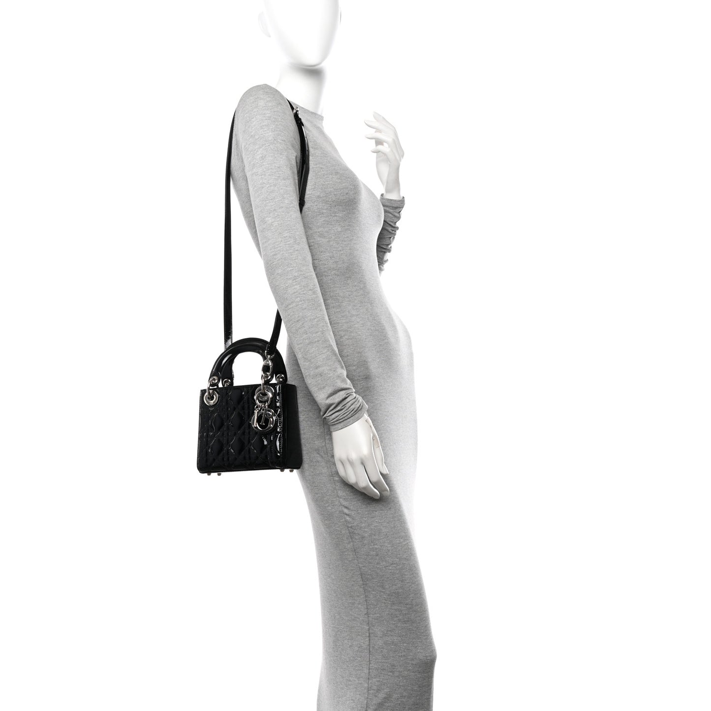 Patent Cannage Mini Lady Dior Black