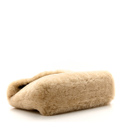 Saint Laurent Shearling Quilted Monogram Loulou Puffer Pouch Clutch Natural Beige Brick 4 of 8