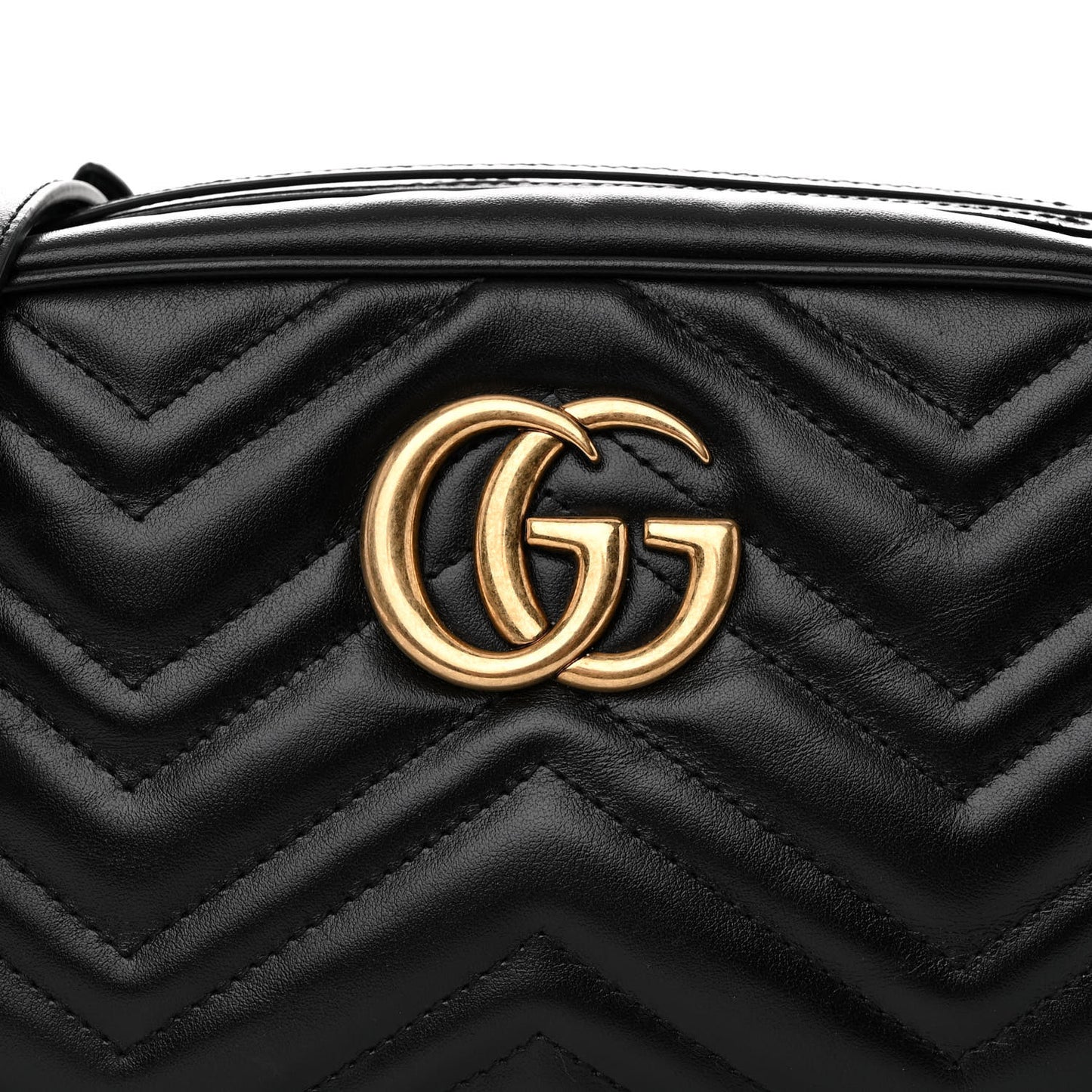 Calfskin Matelasse Small GG Marmont Chain Shoulder Bag Black
