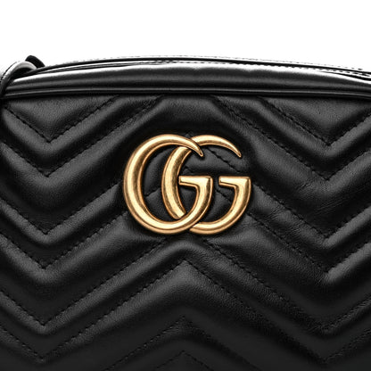 Gucci Calfskin Matelasse Small GG Marmont Chain Shoulder Bag Black 8 of 10