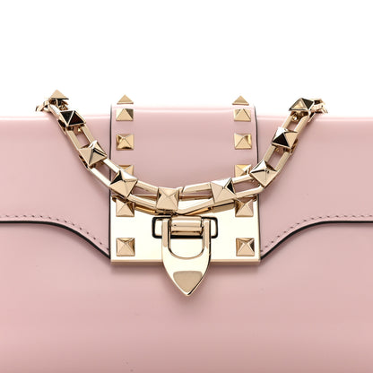 Valentino Garavani Brushed Calfskin Rockstud Flip Lock Chain Shoulder Bag Rose Quartz 7 of 9