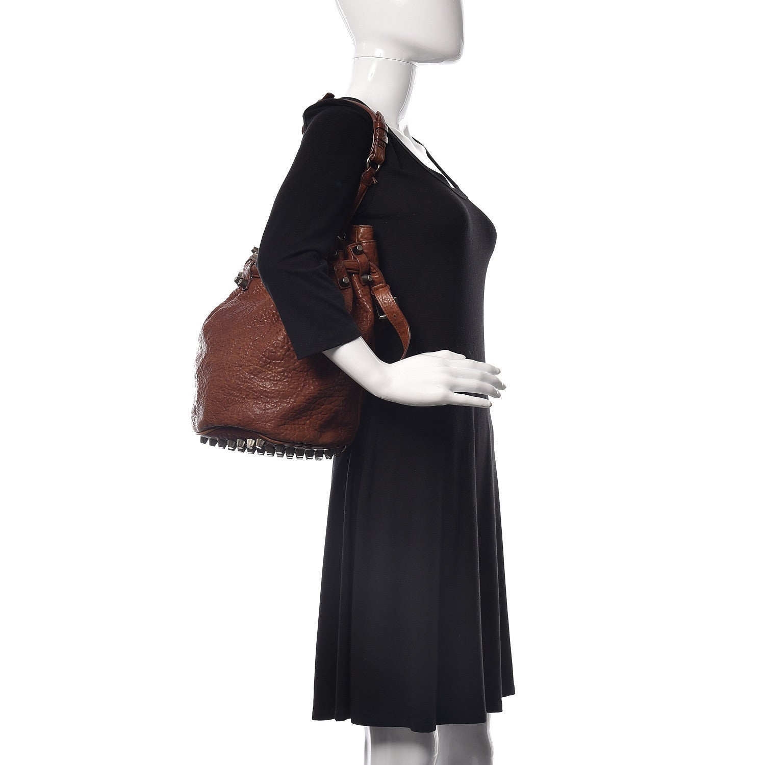 Alexander Wang Pebbled Lambskin Diego Bucket Bag Brown Brass Hardware 2 of 11