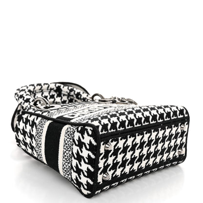 Christian Dior Canvas Houndstooth Embroidered Mini Lady D-Lite Black White 4 of 9
