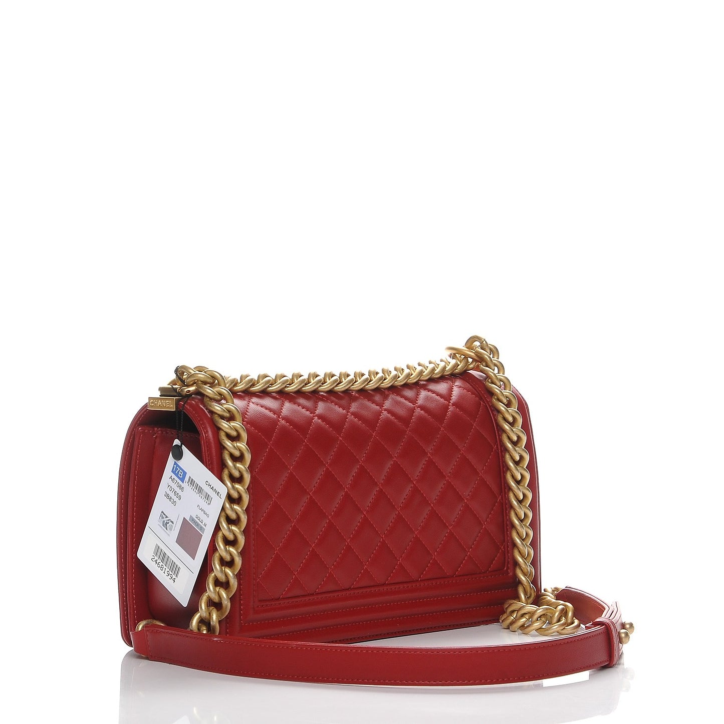 Lambskin Quilted Medium Boy Flap Red