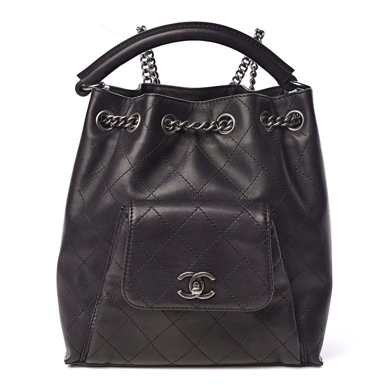 Chanel Calfskin Stitched Medium Urban Luxury Drawstring Backpack Black 1 of 10