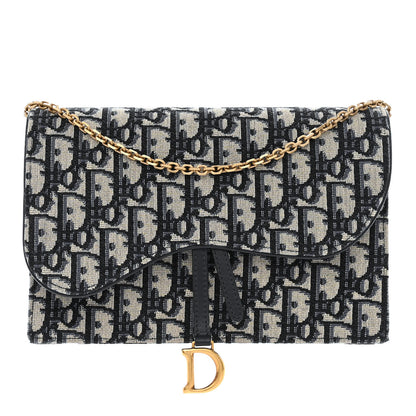 Christian Dior Oblique Saddle Chain Pouch Blue 1 of 13