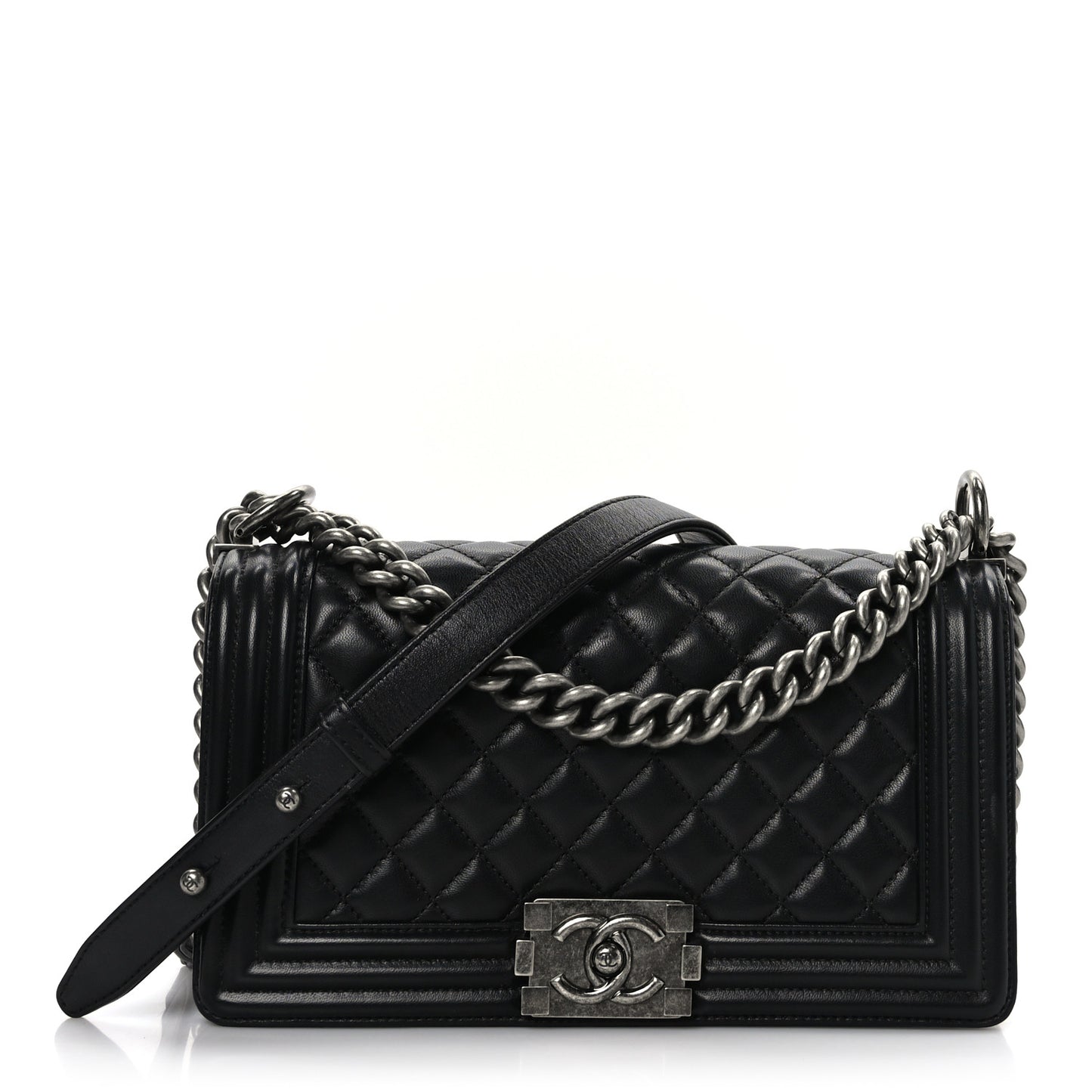 Calfskin Quilted Medium Boy Flap Black