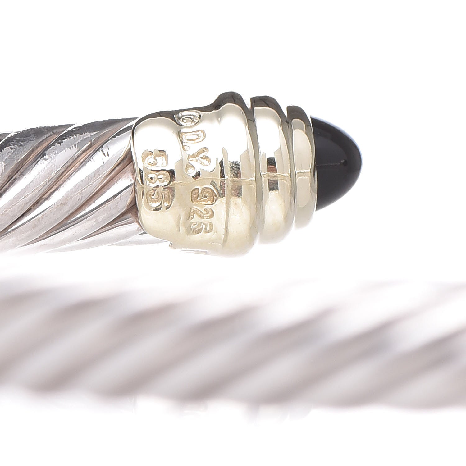 David Yurman Sterling Silver 14K Yellow Gold Black Onyx 5mm Cable Classics Petite Color Bracelet 4 of 5