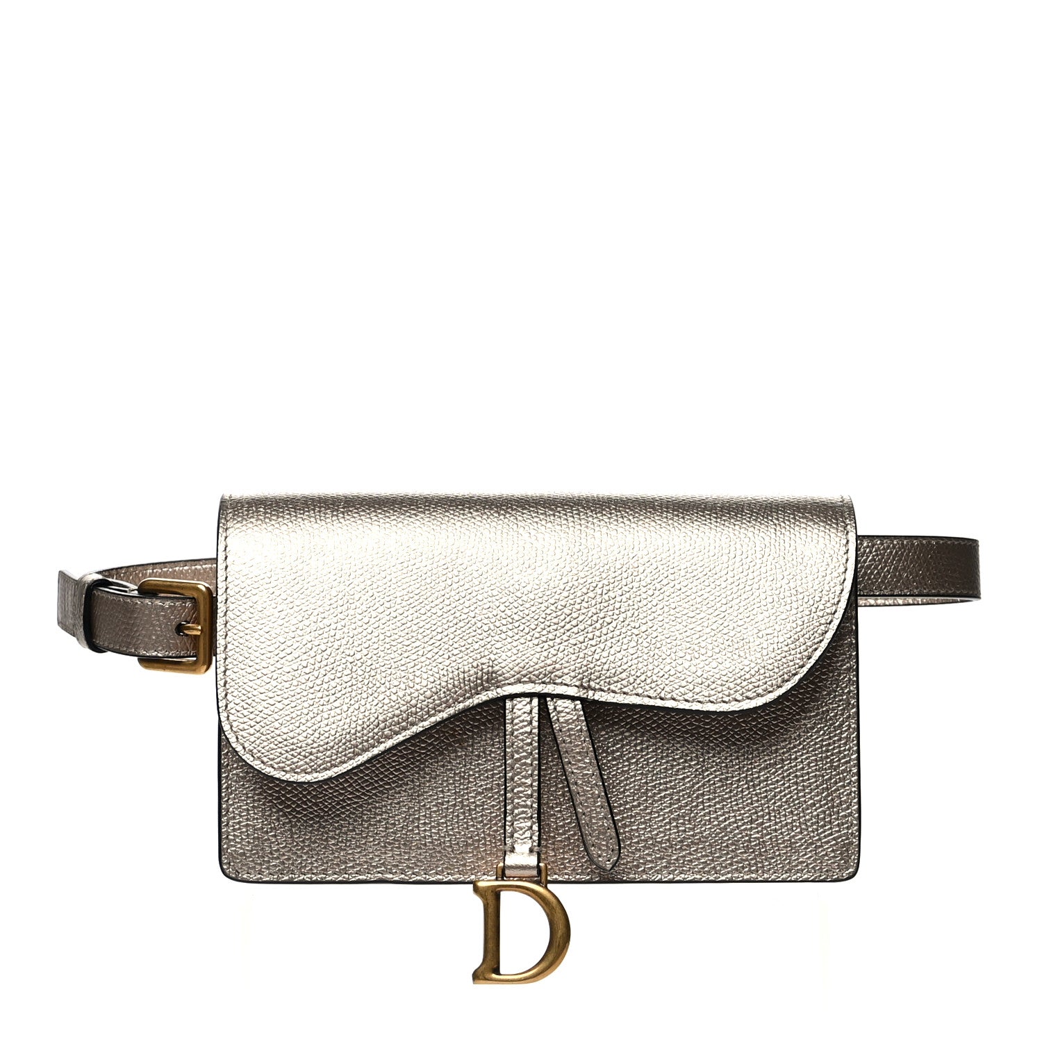 Christian Dior Metallic Grained Calfskin Saddle Belt Bag Gold 1 of 13