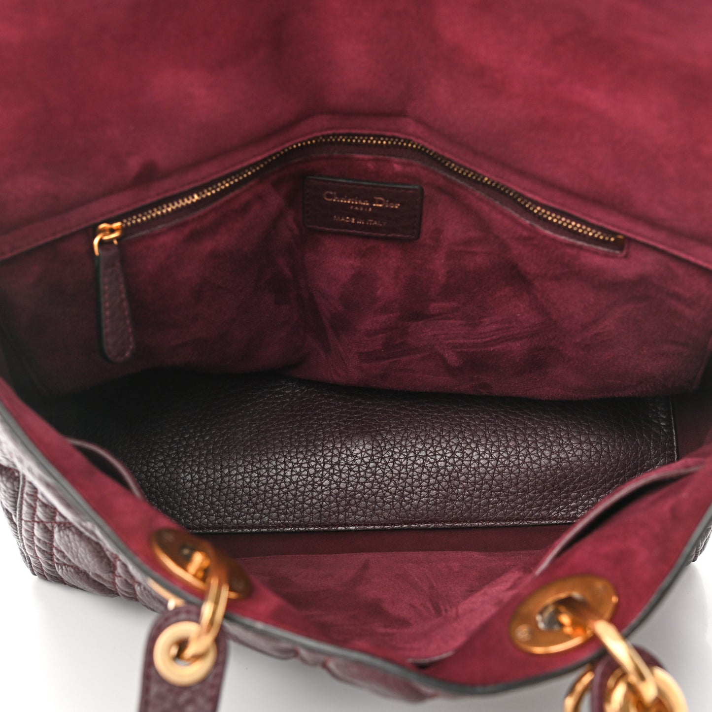 Grained Calfskin Cannage Large Lady Dior Burgundy