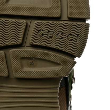 Gucci X SEGA Calfskin Suede Technical Canvas Womens Flashtrek High-Top Sneakers 36 Olive Green Ardesia 8 of 9