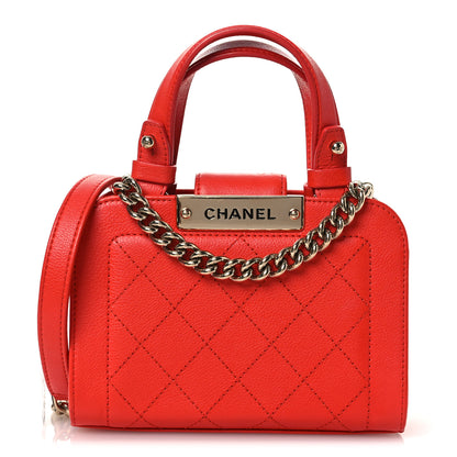Chanel Grained Calfskin Stitched Mini Label Click Shopper Tote Red 1 of 11