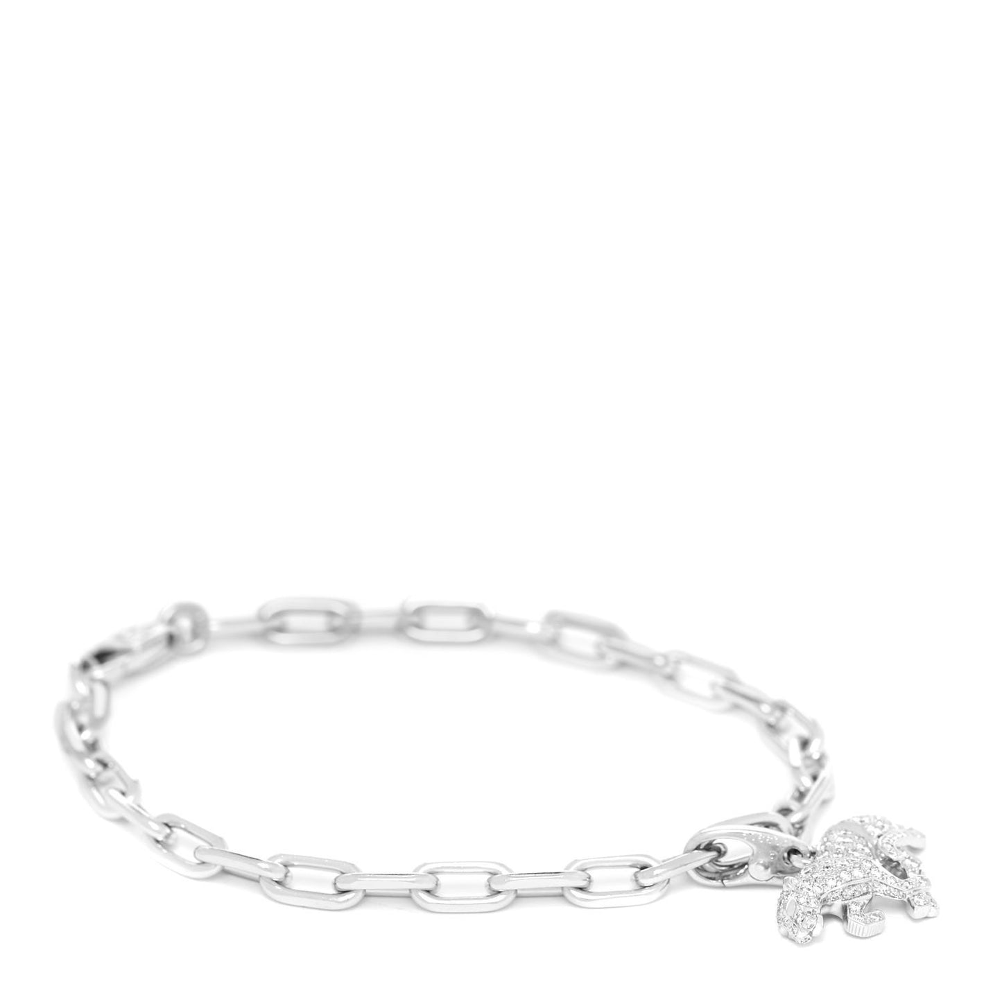 18K White Gold Diamond Panthere Charm Bracelet